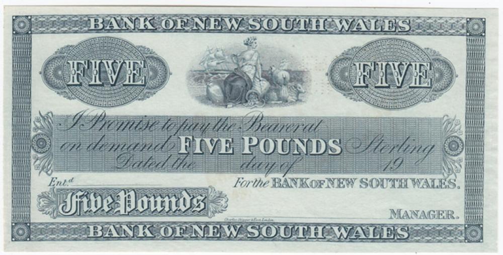 New Zealand/Australia Bank of New South Wales 19__ £1 Printers Proof, virtually Uncirculated OPQ