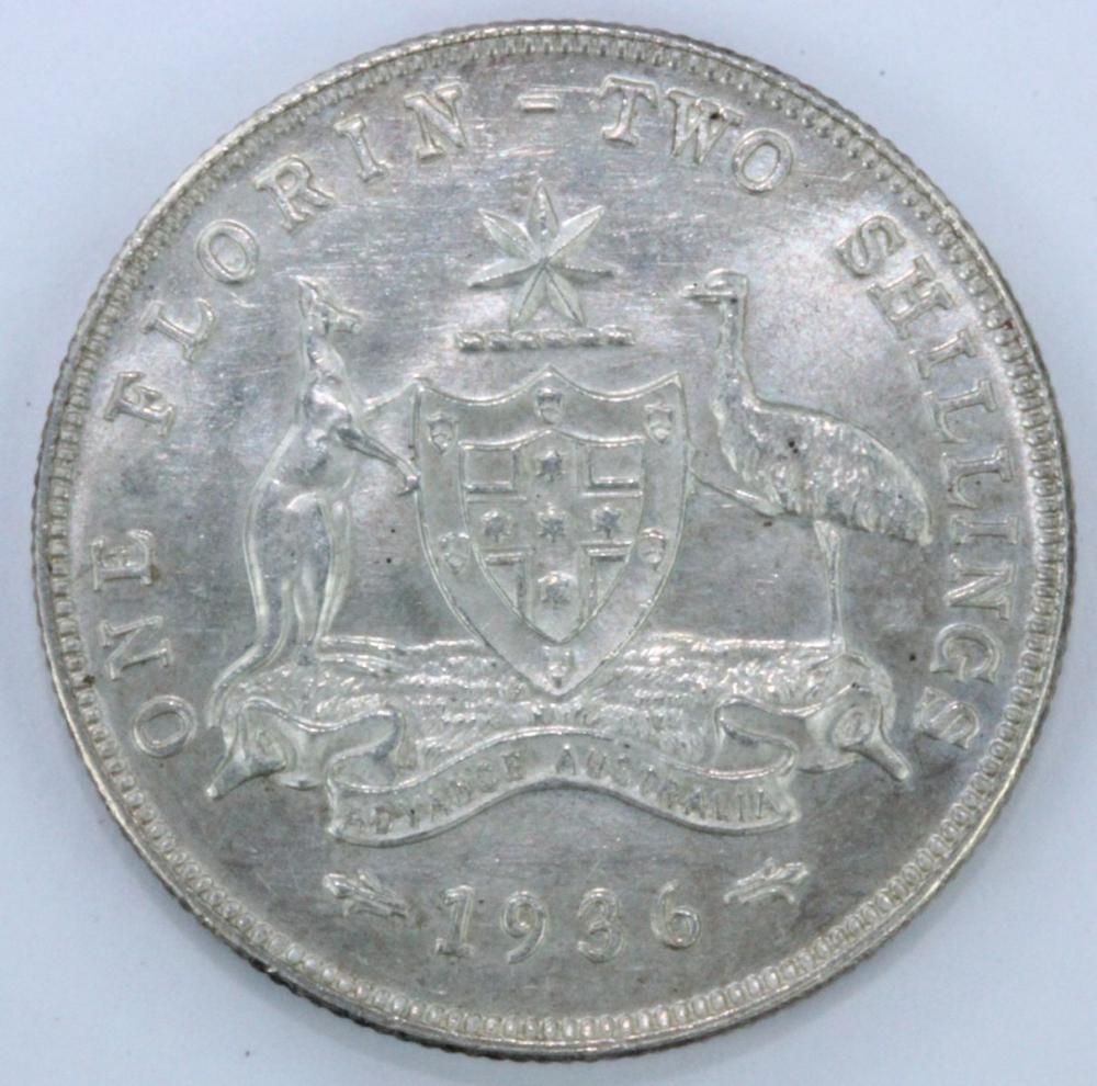 Australia 1936 Florin, about Uncirculated