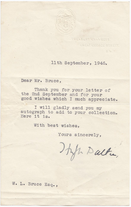 Autograph of Hugh Dalton, a... image