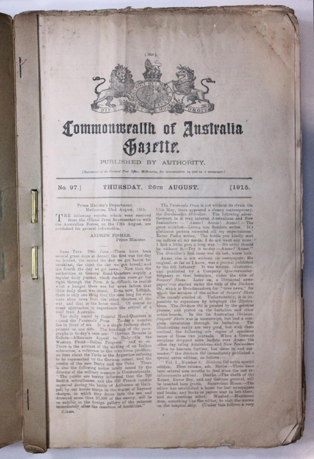 Australia WWI. Copies of th... image