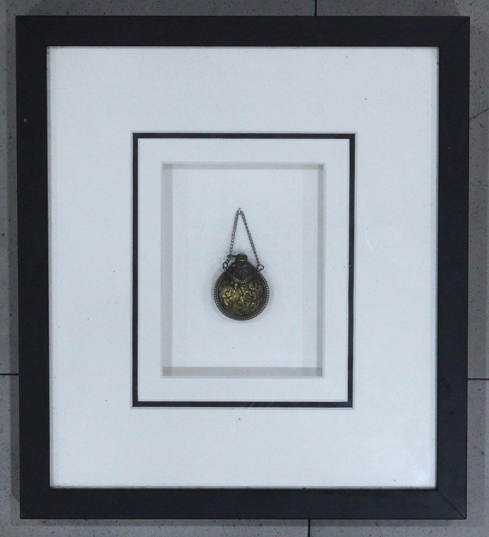 Framed Indian Brass Ornament