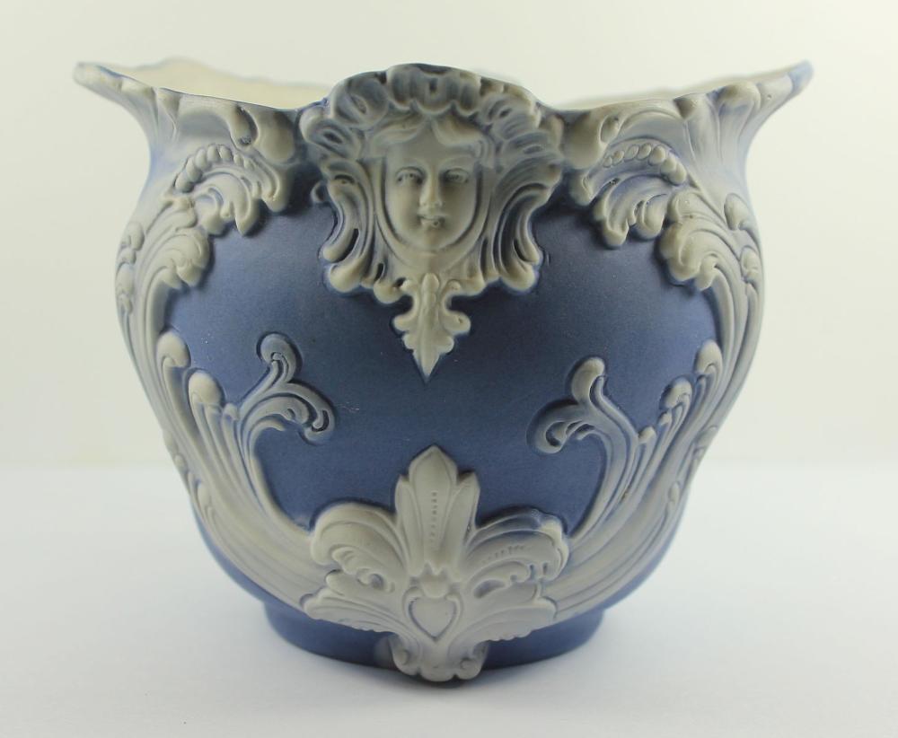 Rocco-style Blue Vase with White Decoration
