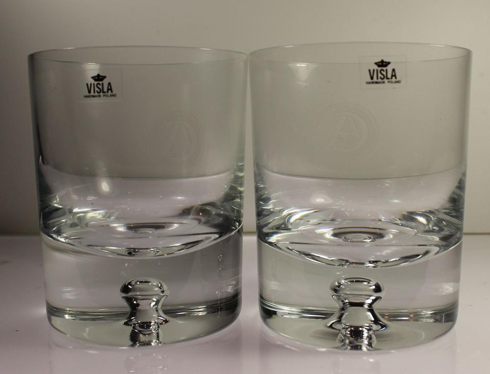 Lead Crystal Tumblers with acid-etched 'CA' emblem (2 items)