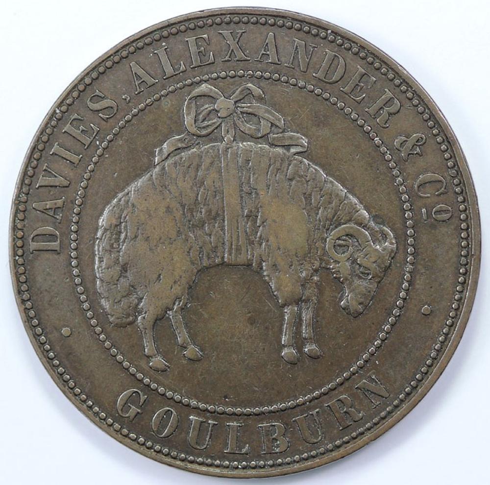 Australia 'Alexander Davies & Co.' Goulburn Penny Token (ND - circa 1860s), good Very Fine