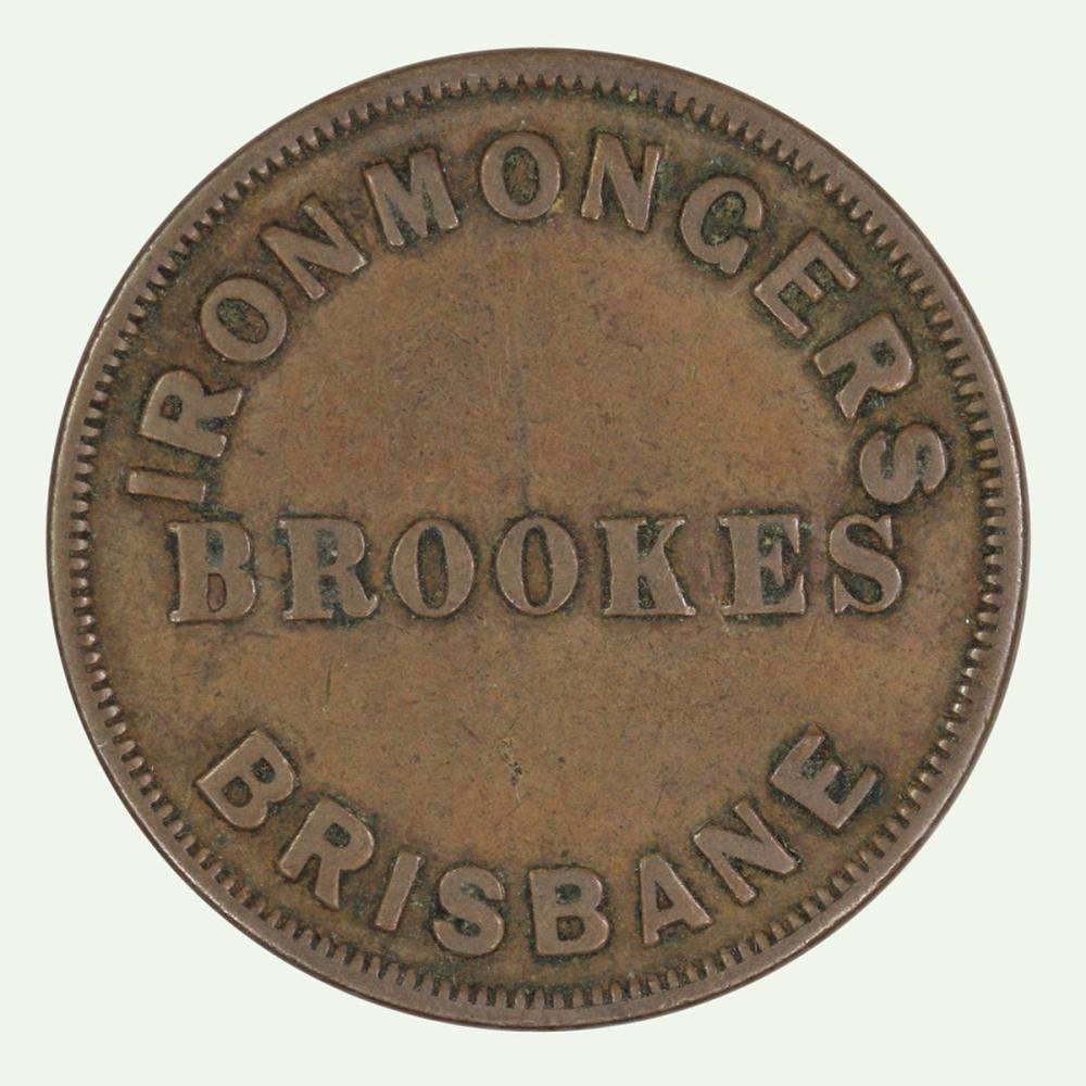 Australia 'Brookes' Brisbane Penny Token (ND c.1860s), about Very Fine