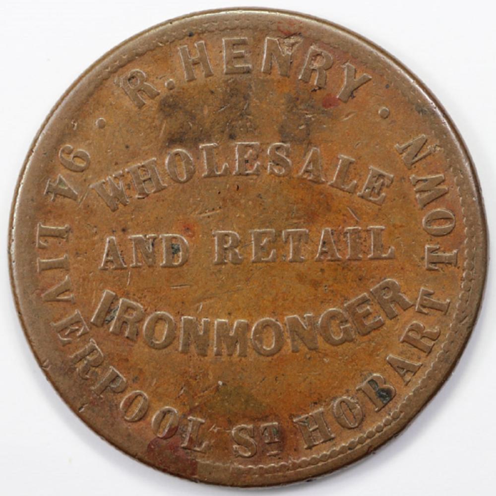 Australia 'R. Henry' Hobart Penny Token (ND c. 1860s), good Fine