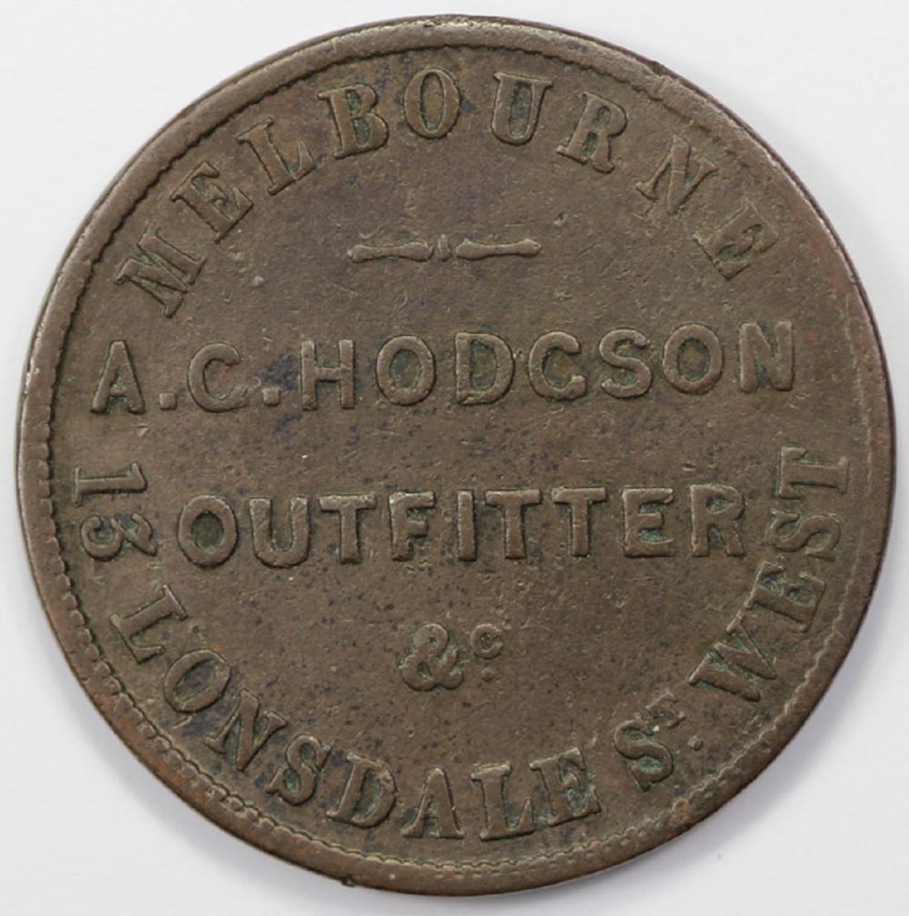 Australia 1862 'A.G. Hodgson' Melbourne Halfpenny Token, good Fine