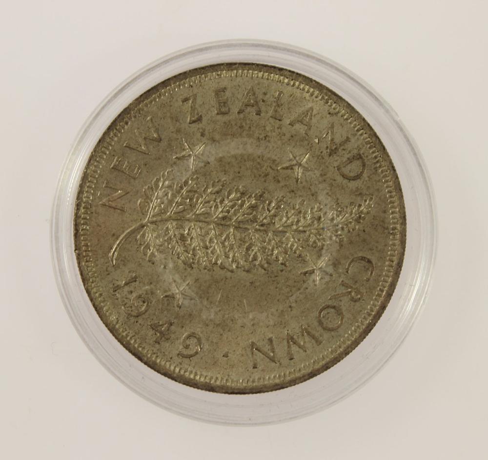 New Zealand 1949 Silver (500) Crown, Choice Uncirculated