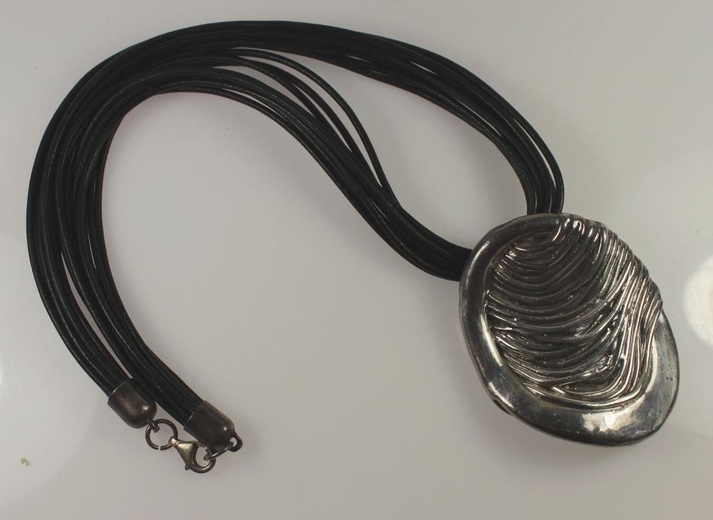 Designer Pendant in Sterling (925) Silver with matching multi-strand Leather Tether