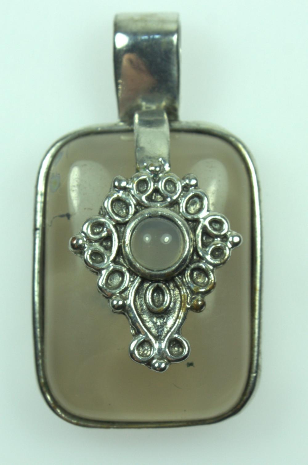 Jadeite Pendant in Silver-plate Surround