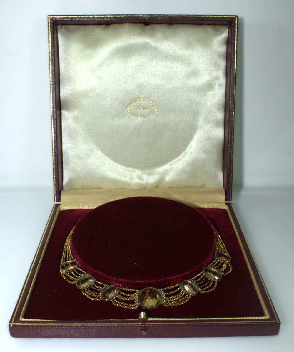 Antique Citrine Necklace in 18ct Yellow Gold