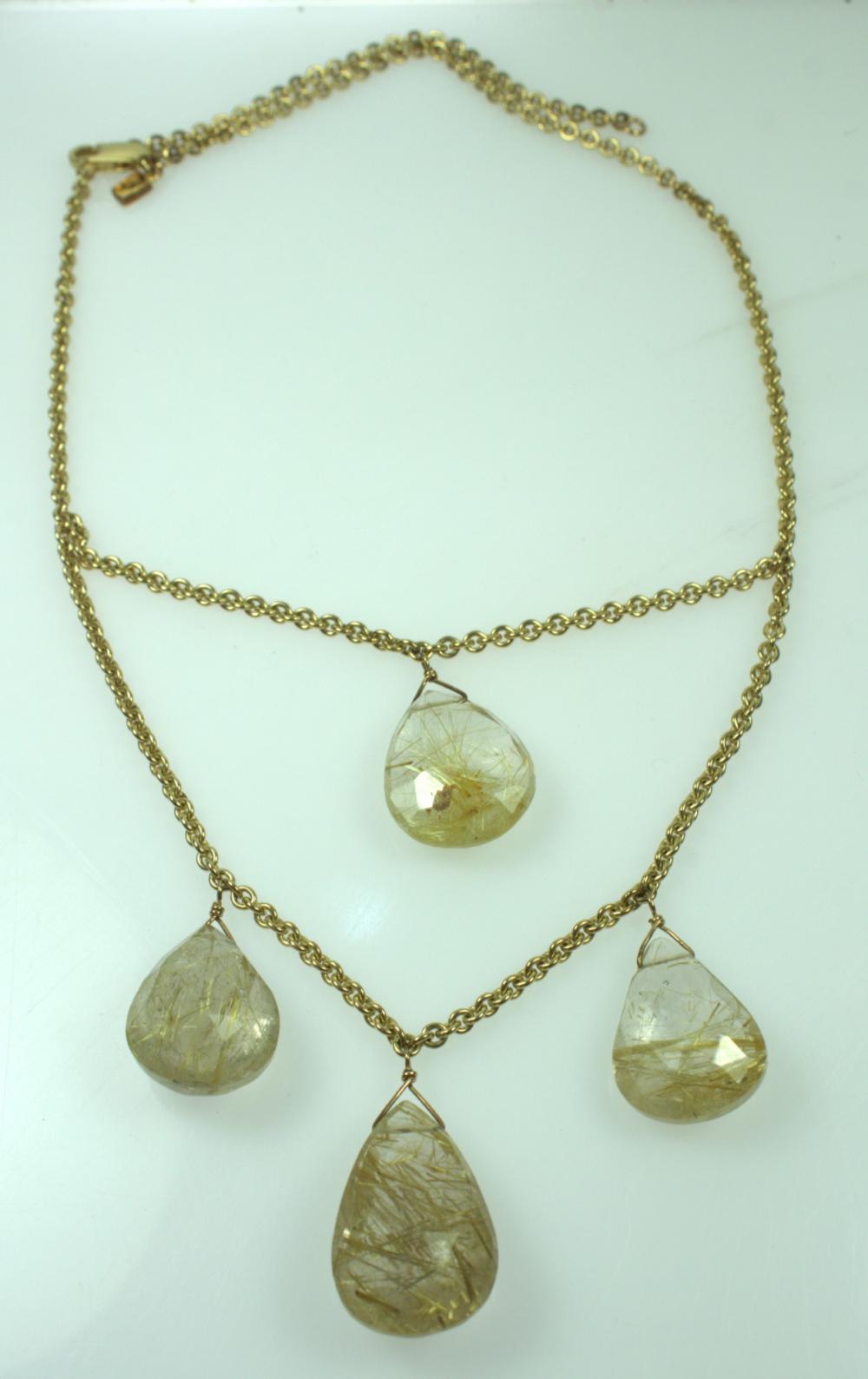 Exquisite Rutile Quartz Necklace in 9ct Yellow Gold