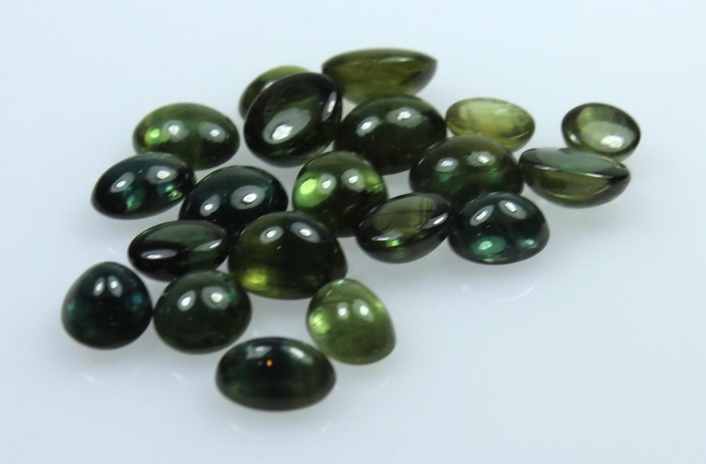 Twenty Green Cabochon Sapphires (20)