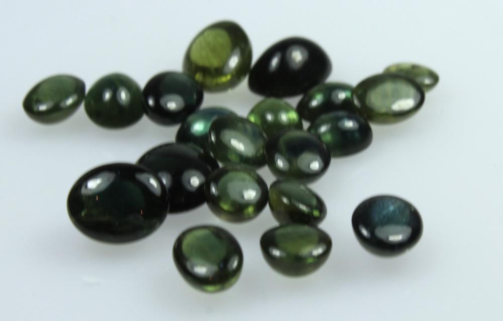 Twenty Green Cabochon Sapphires (20)