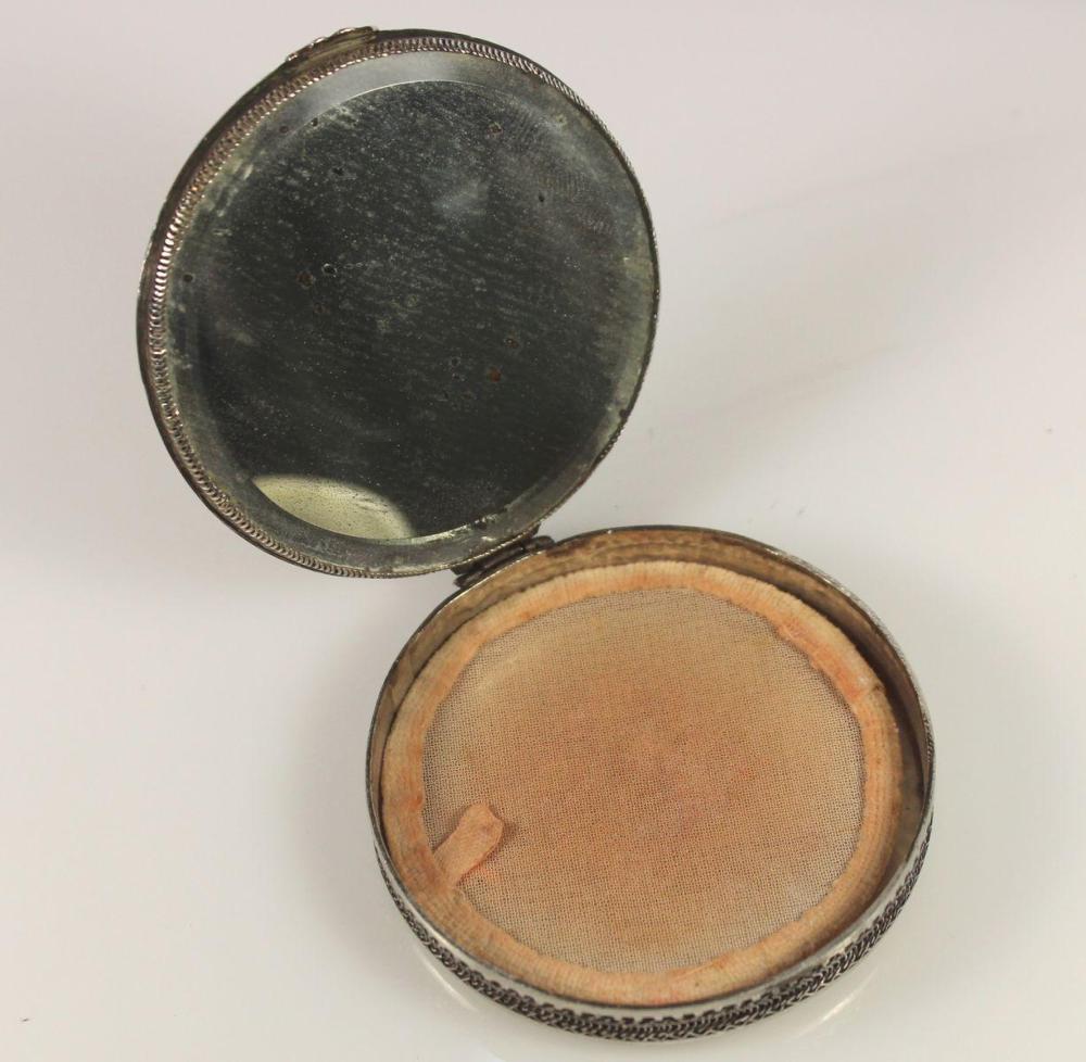 Vintage Asian Sterling (925) Silver Filigree Compact