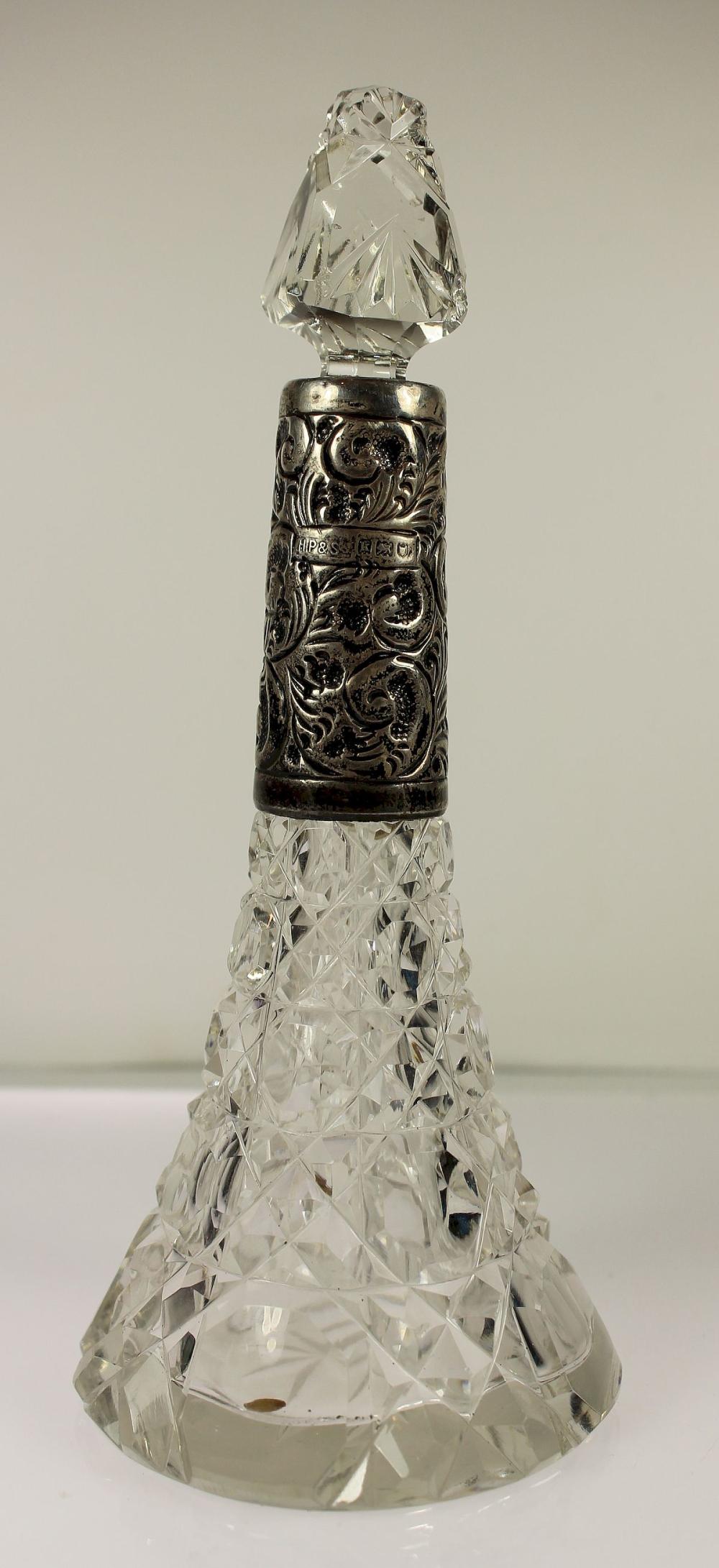 Crystal Perfume Bottle with Silver Neck