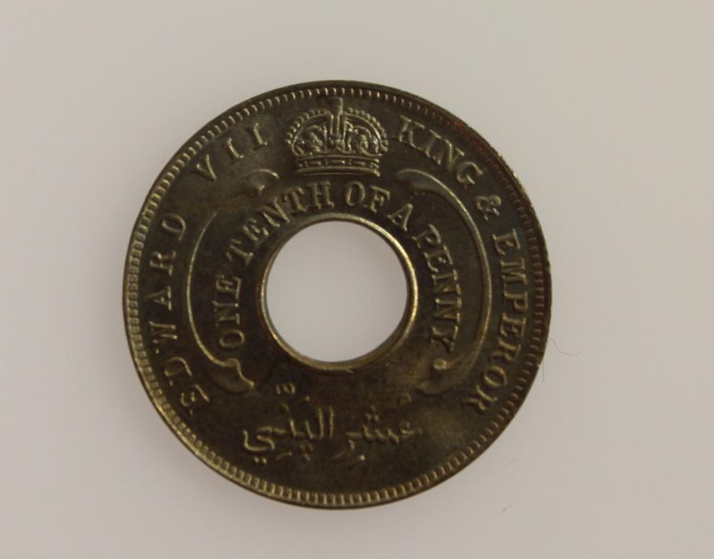 British West Africa 1909 1/10 Penny, near Gem