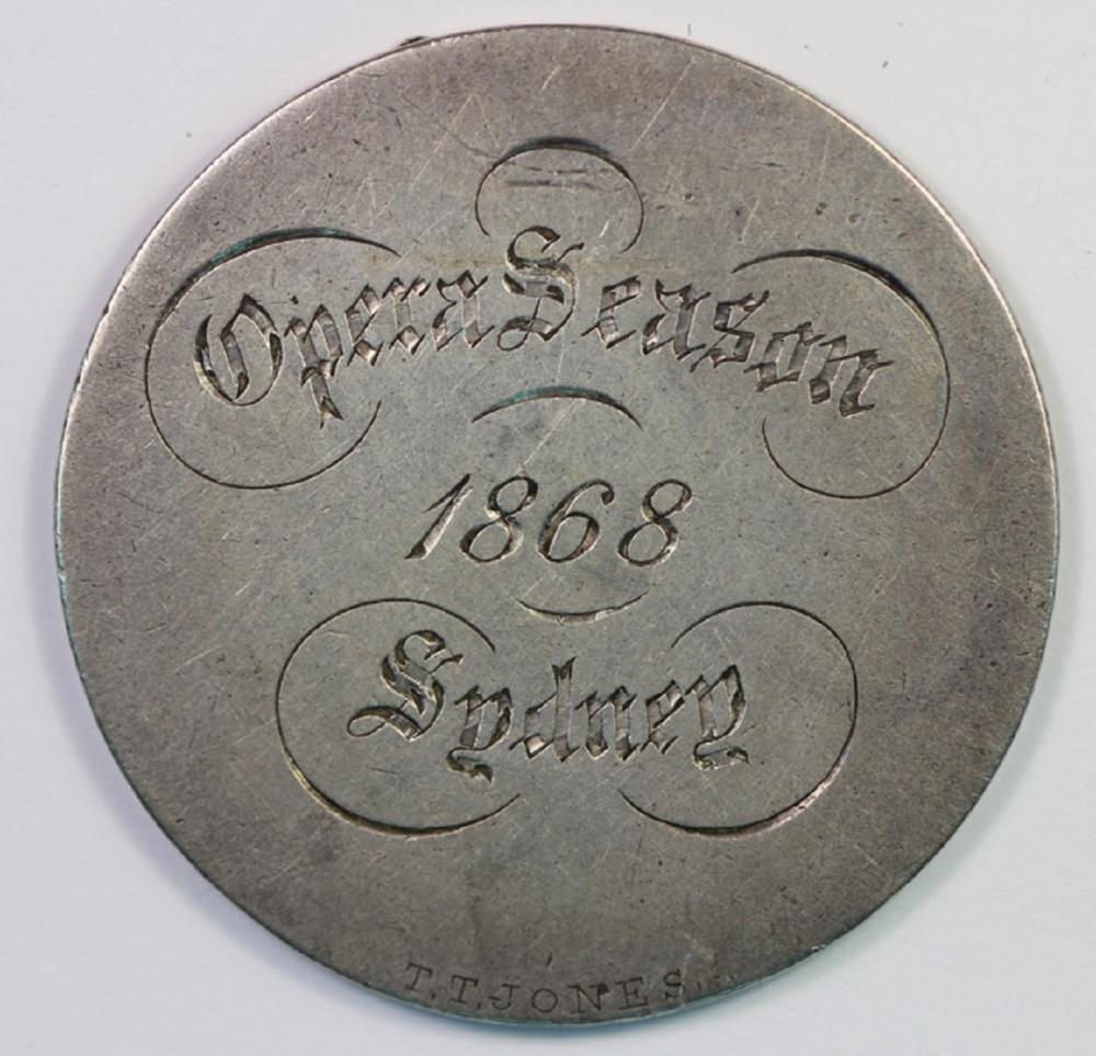 Australia Season Ticket to the Sydney Opera,1868, Extremely Fine