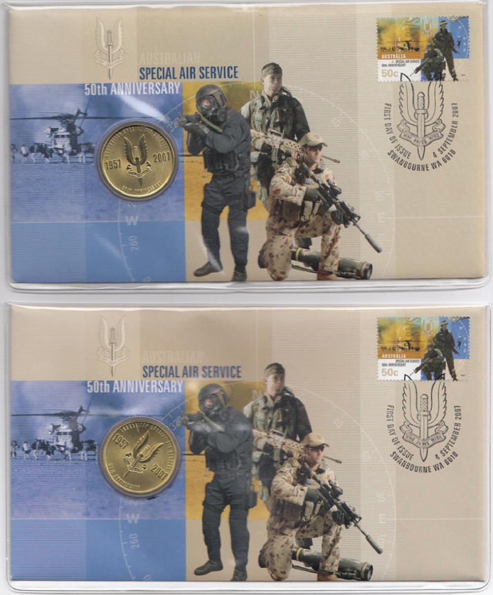 Australia. 2007 '50th Anniversary of Australian SAS' Uncirculated Al-Br $1 in First Day Cover (2 items)