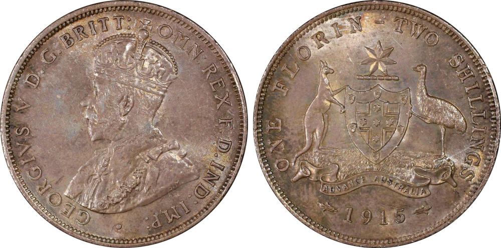 Australia 1915 Florin, PCGS MS64