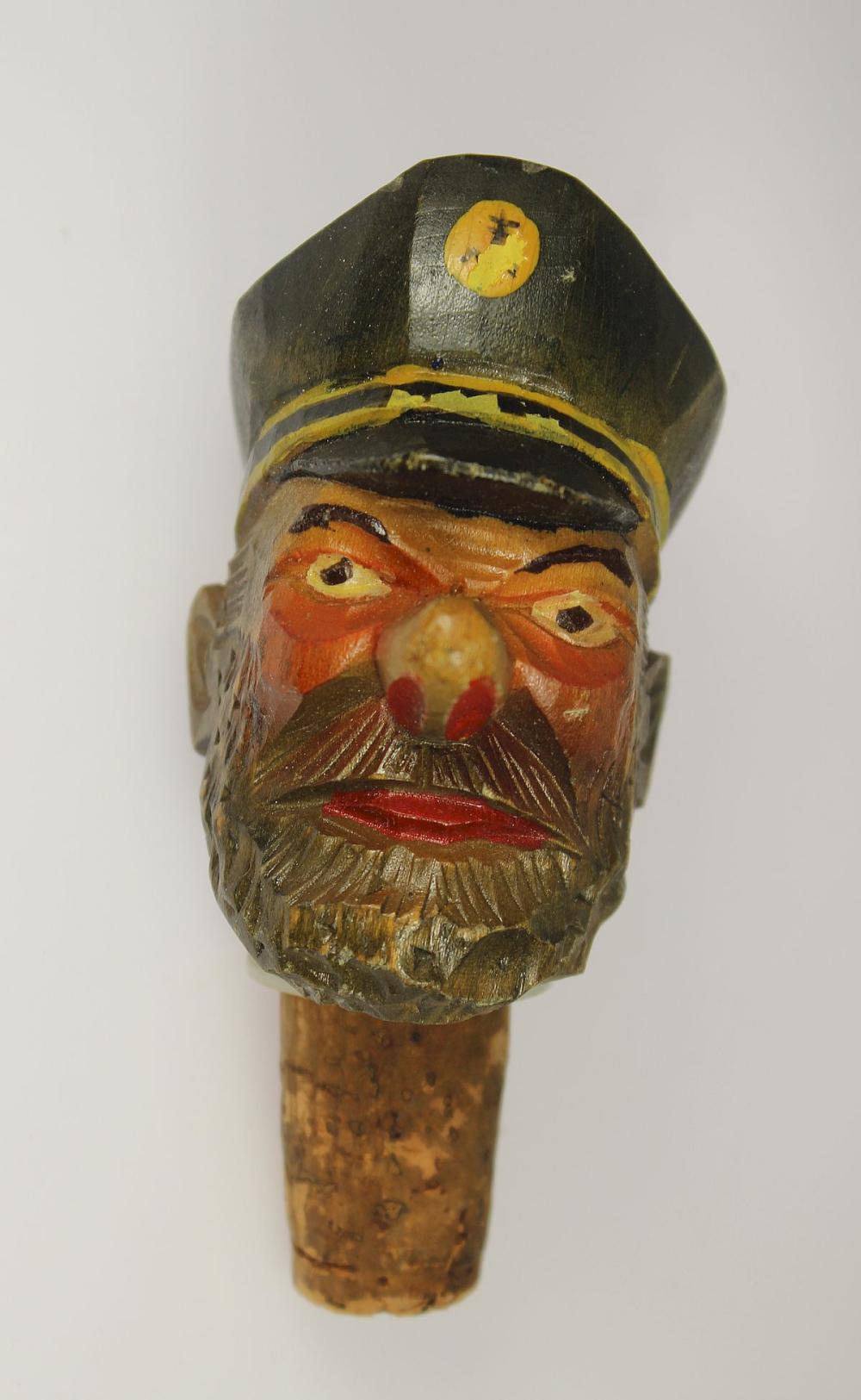 Vintage Wooden Hand Carved Bottle Stopper