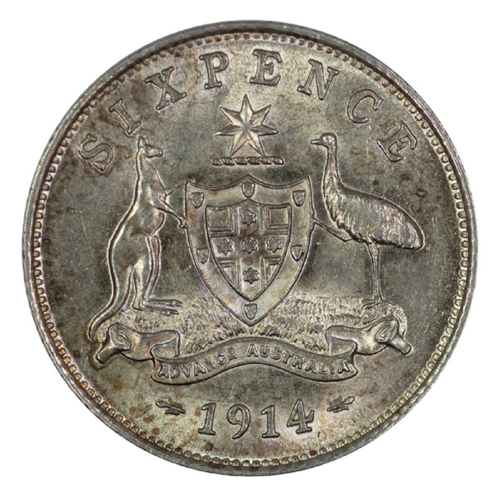 Australia. 1914 Sixpence, virtually Uncirculated