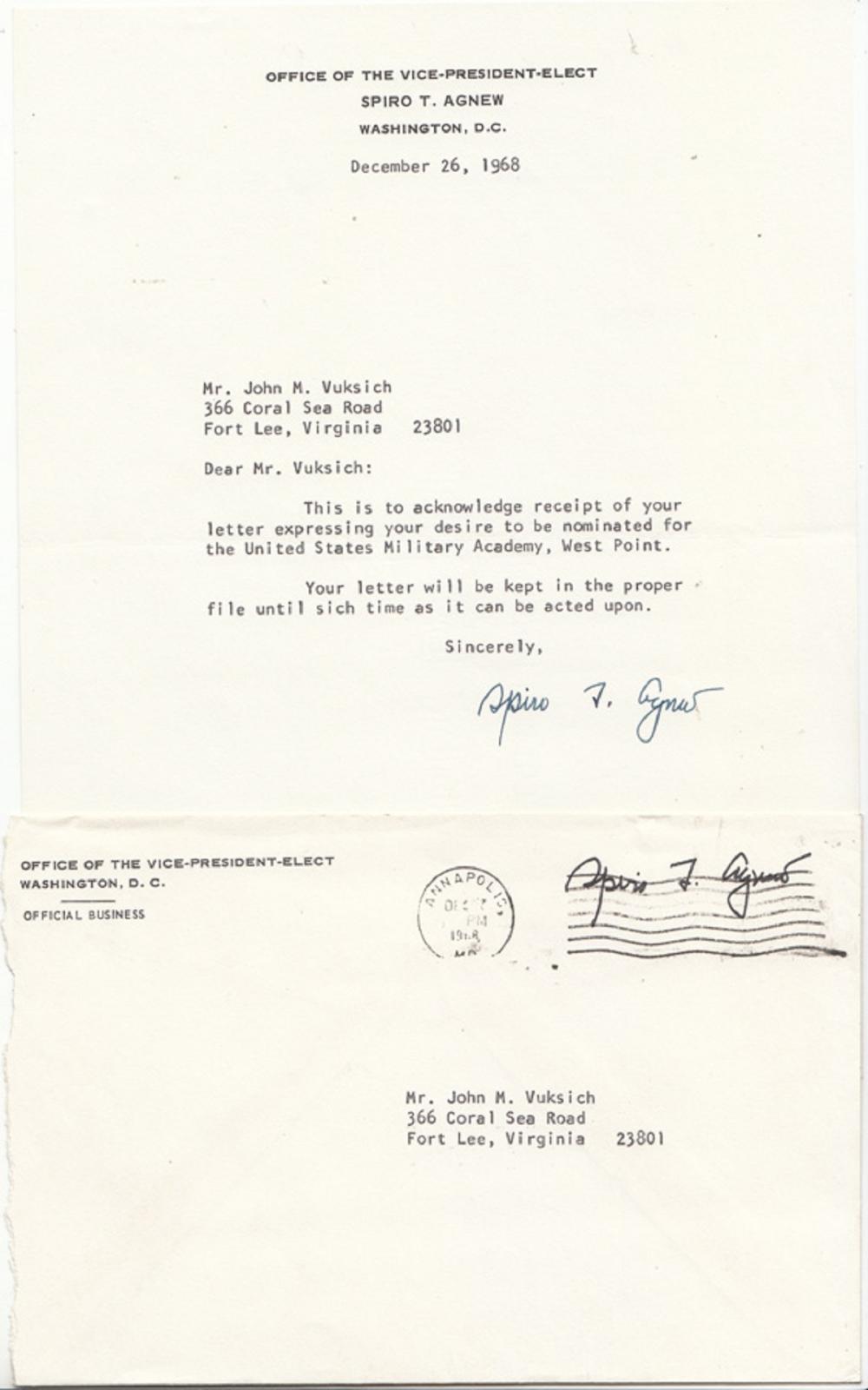 U.S.A. 'Spiro Agnew' signed... image