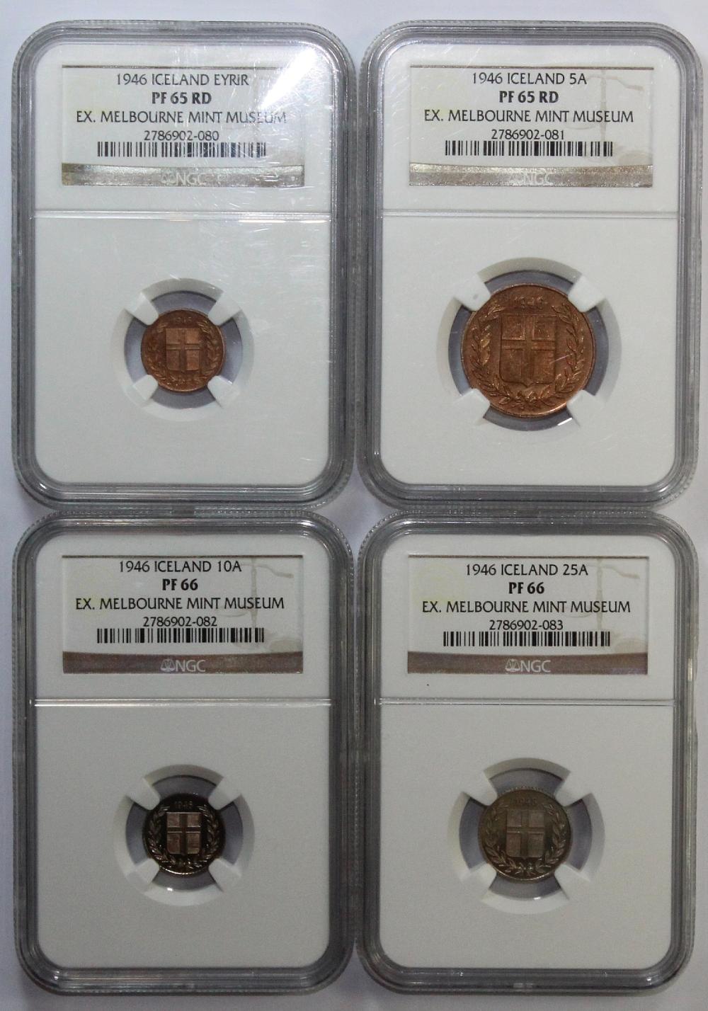 Iceland. 1946 Proof Eyrir &... image