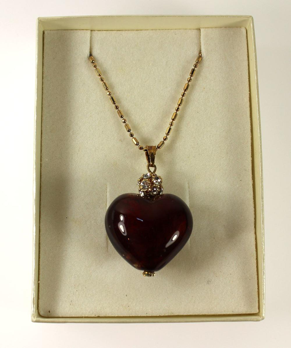 Murano-Glass Heart Pendant with Sterling Silver Chain