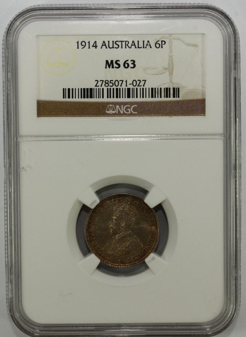 Australia 1914 Sixpence, NG... image