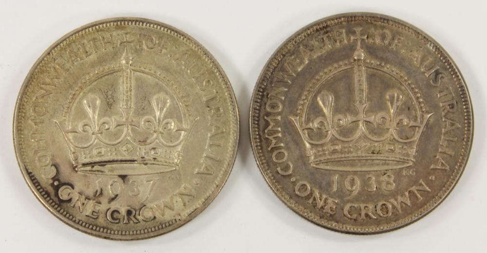 Australia 1937-1938 Crowns, Extremely Fine or better (2 coins)