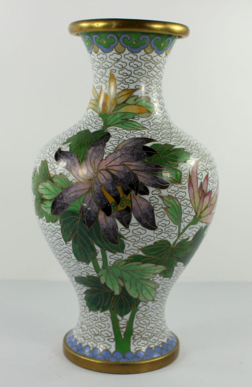 Chinese White Cloisonné Vas... image