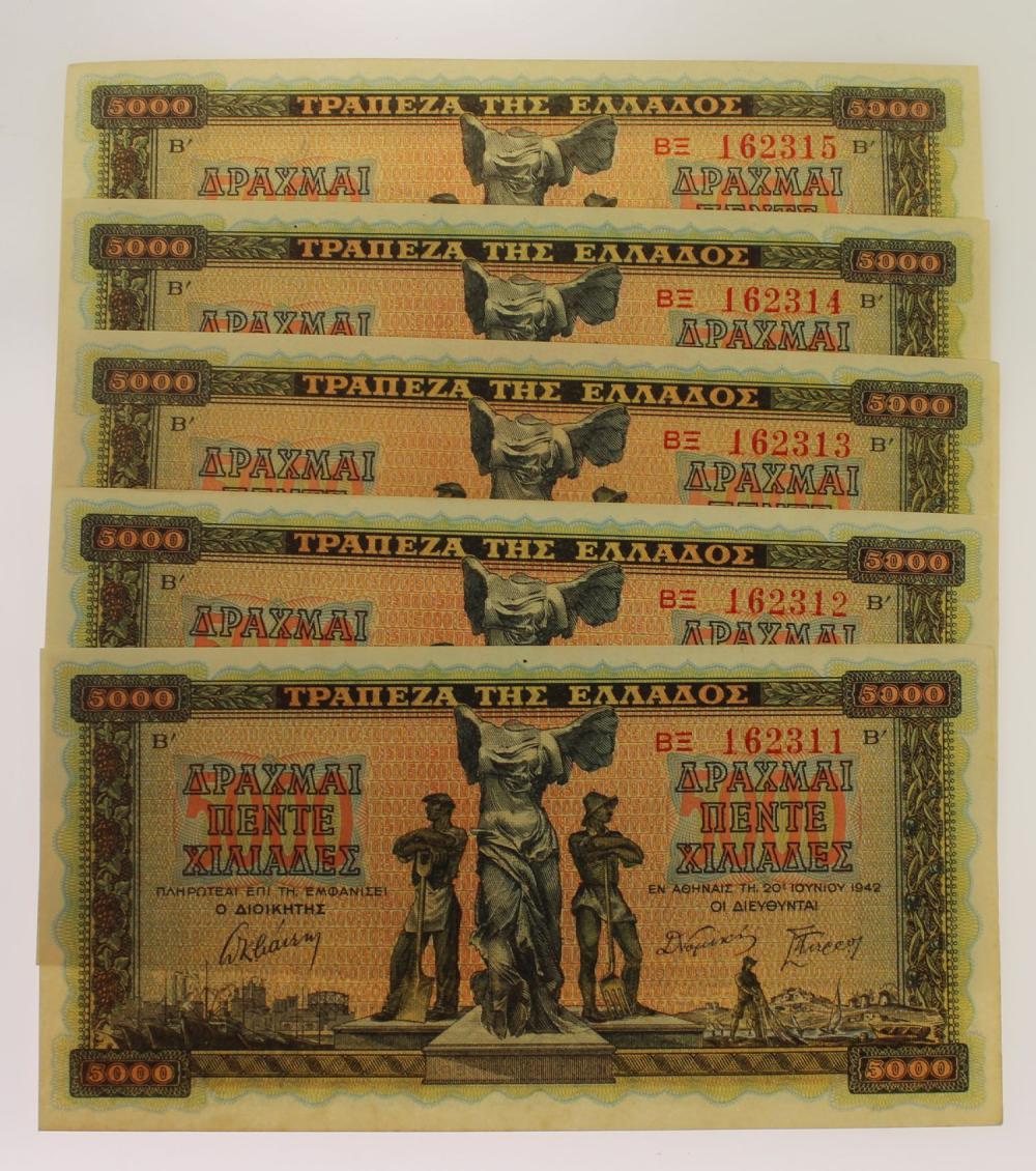 Greece 21.6.1942 5000 Drach... image