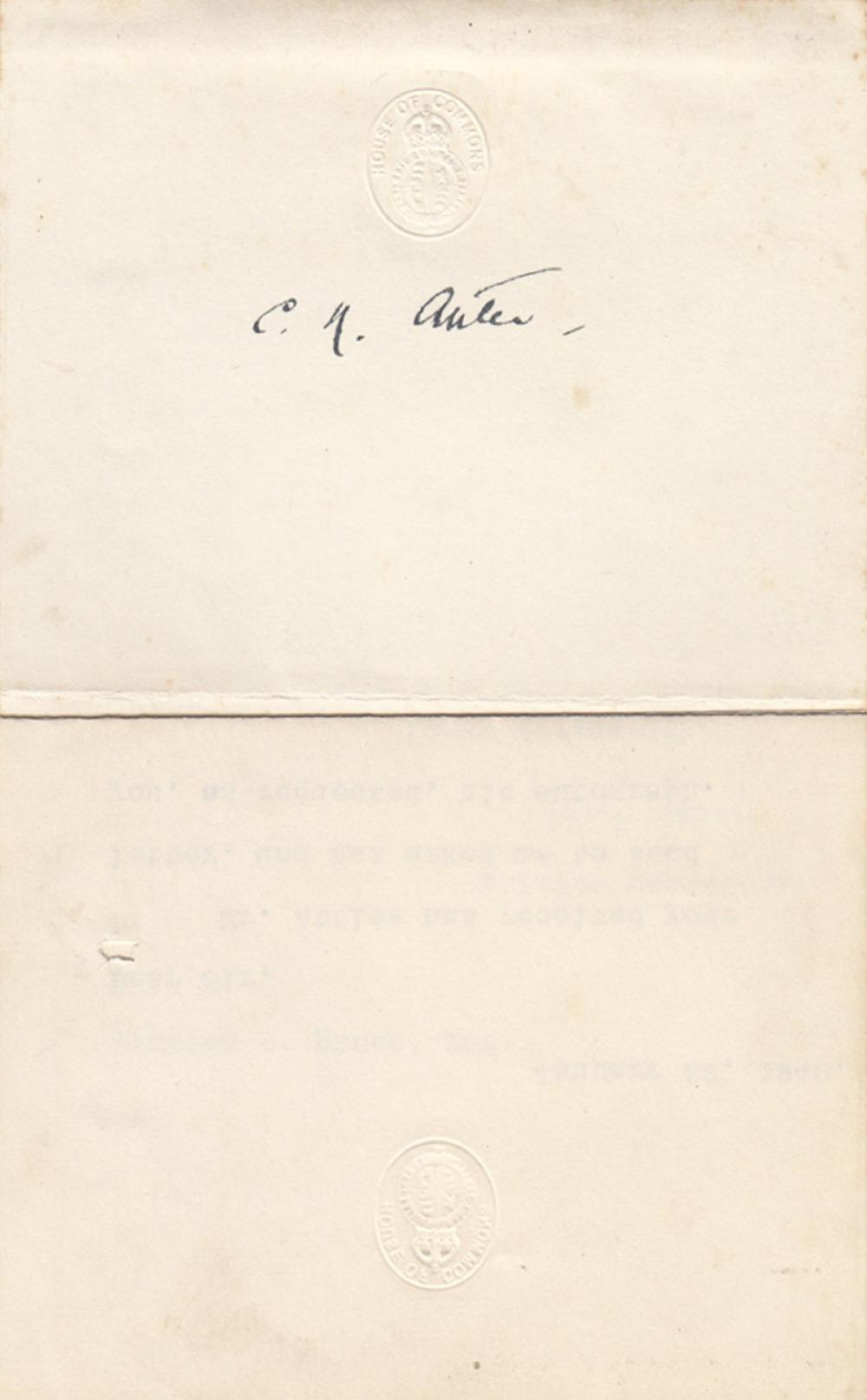Clement Attlee signature on... image
