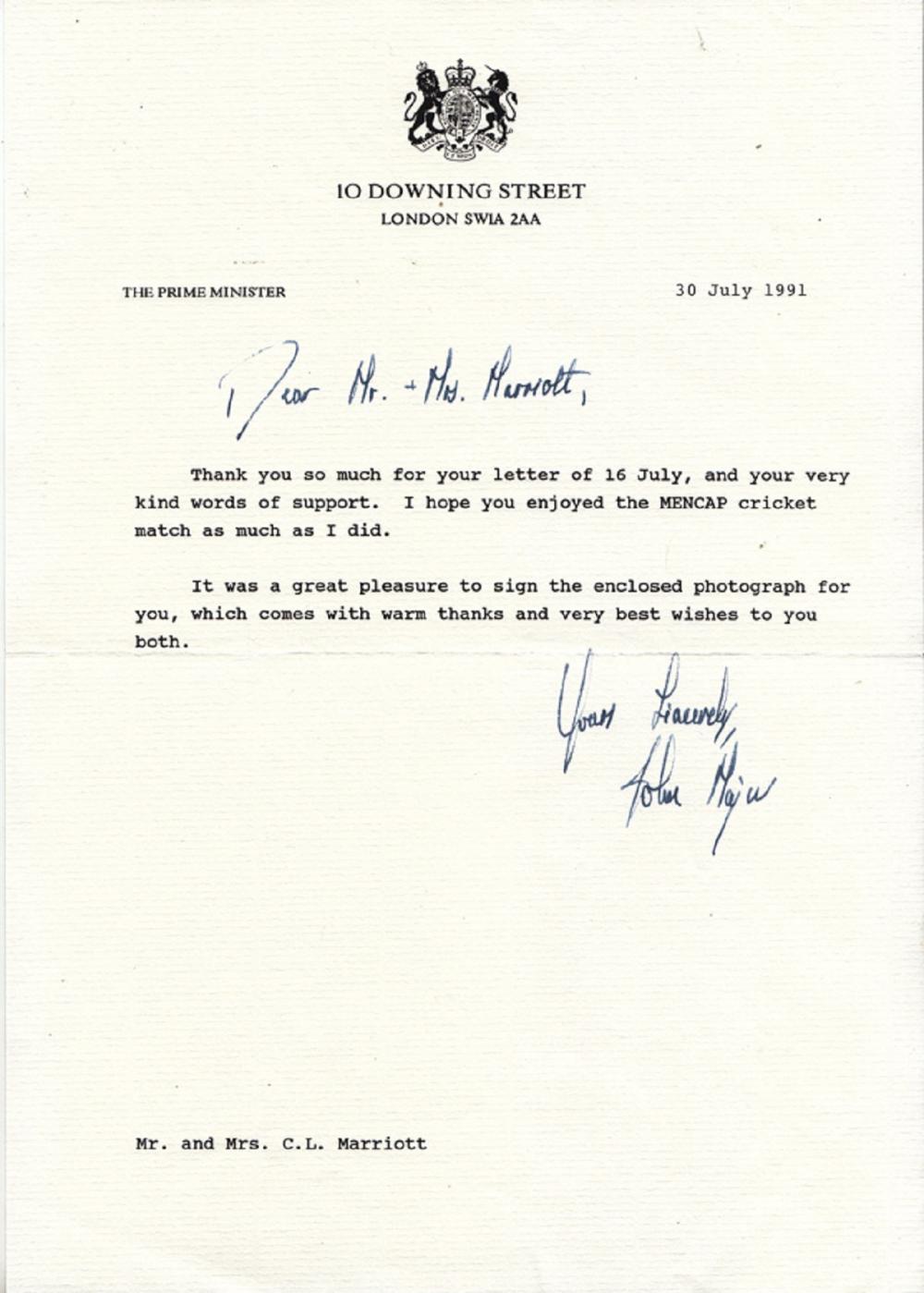 John Major signed letter on... image