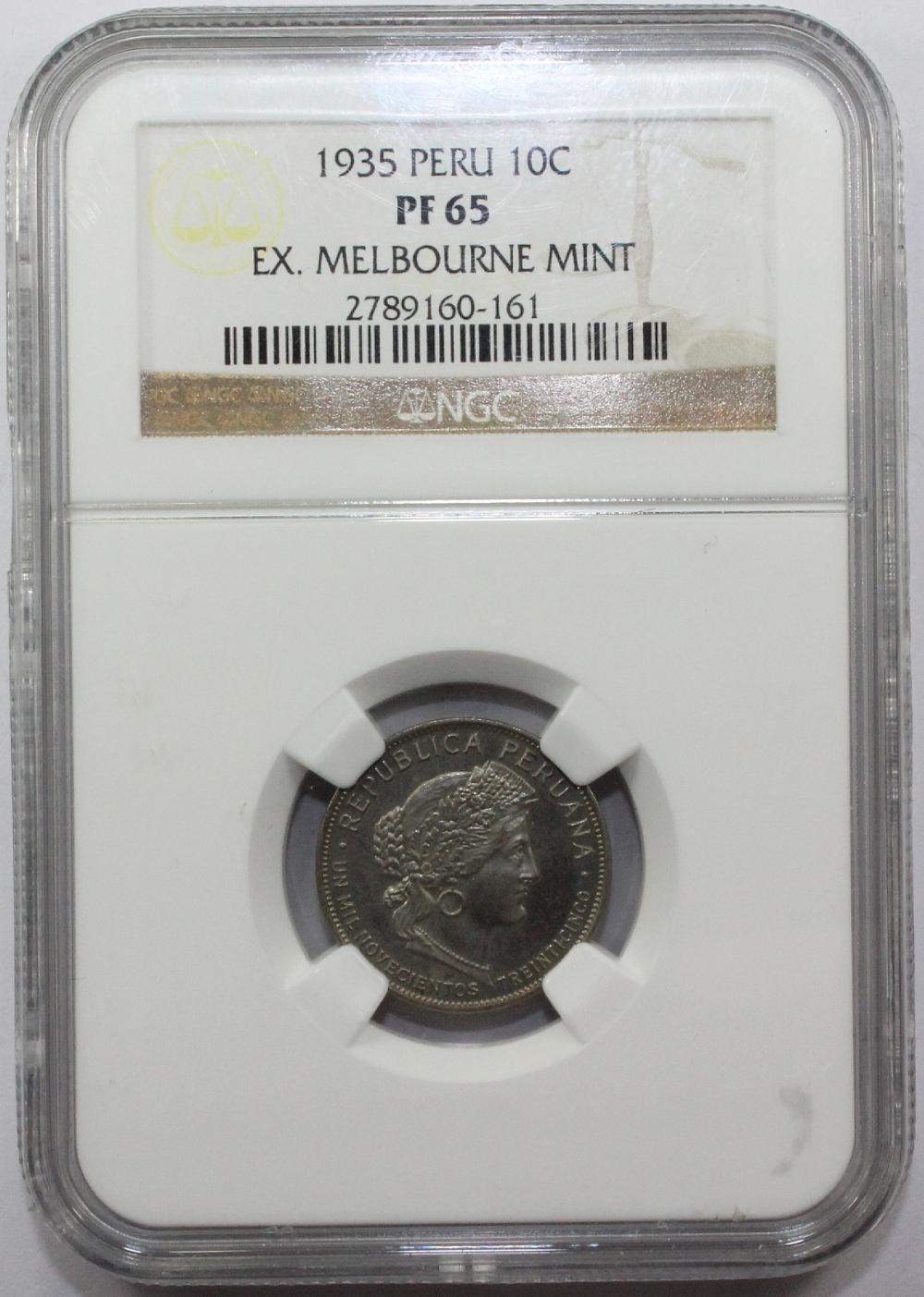 Peru 1935 Proof 10 Centavos... image