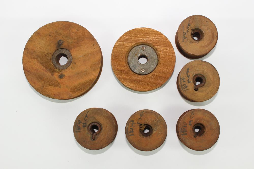 Collection of Antique Wooden Sewing Thread Spools (7 items)