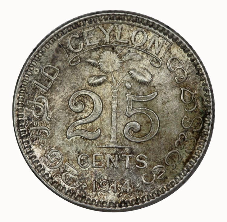 Ceylon 1914 25 Cents image