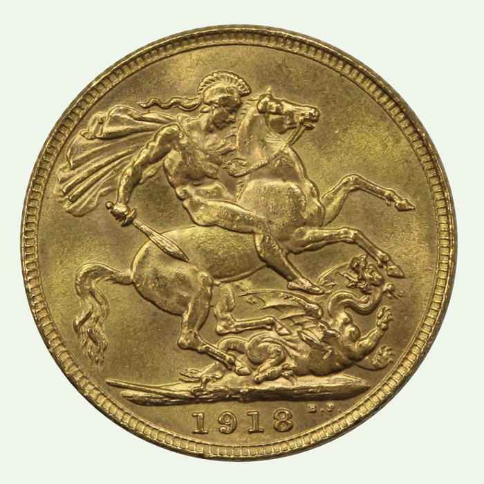 India 1918 'I' Sovereign image