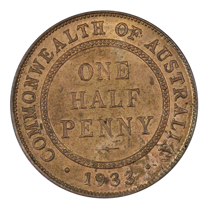 Australia 1933 Half Penny, ... image
