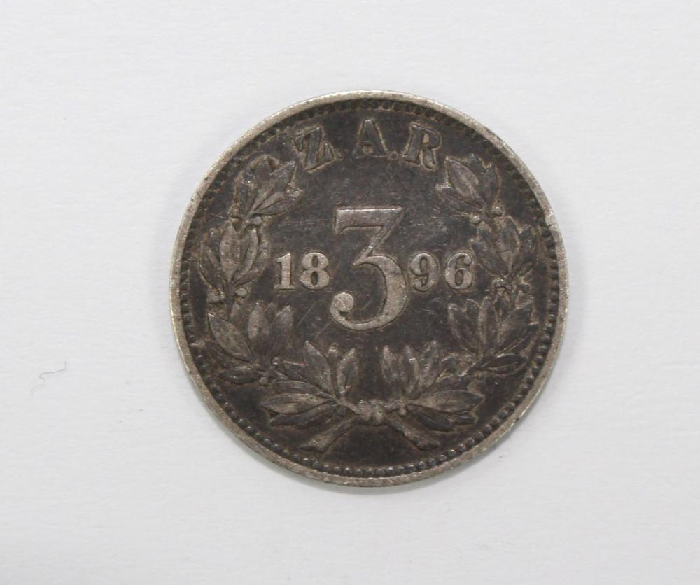 ZAR (South Africa) 1896 Silver (925) 3 Pence, good Very Fine
