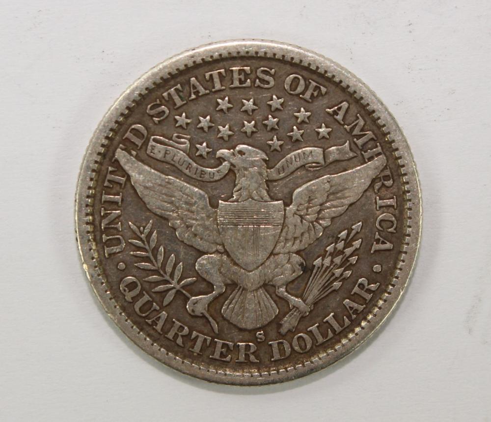 U.S.A. 1900 S Silver (900) 'Barber' Quarter, good Very Fine