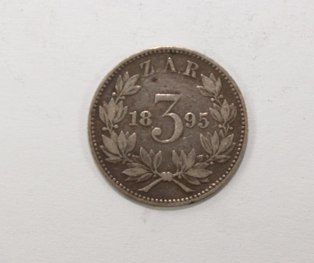 ZAR (South Africa) 1895 Silver (925) 3 Pence, Very Fine