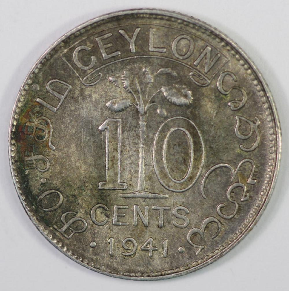 Ceylon 1941 Ten Cent, Uncirculated