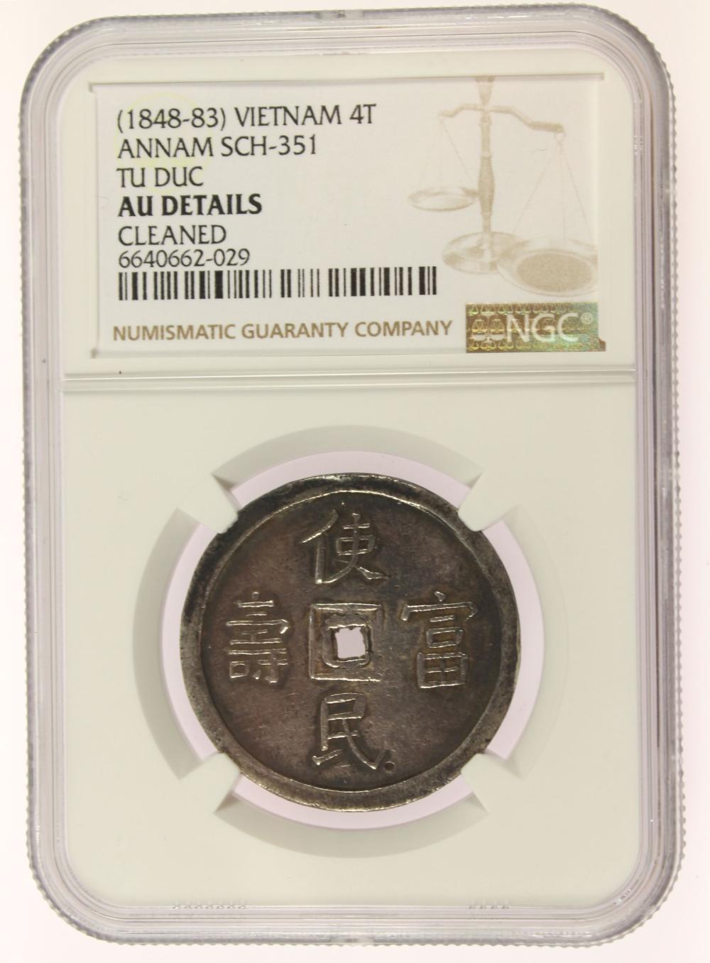 Vietnam (Annam) 4 Tien, ND (1848-83) Tu Duc, NGC AU details