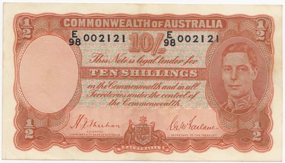 Australia 'Sheehan - McFarlane' 10/- (1939), virtually Uncirculated OPQ