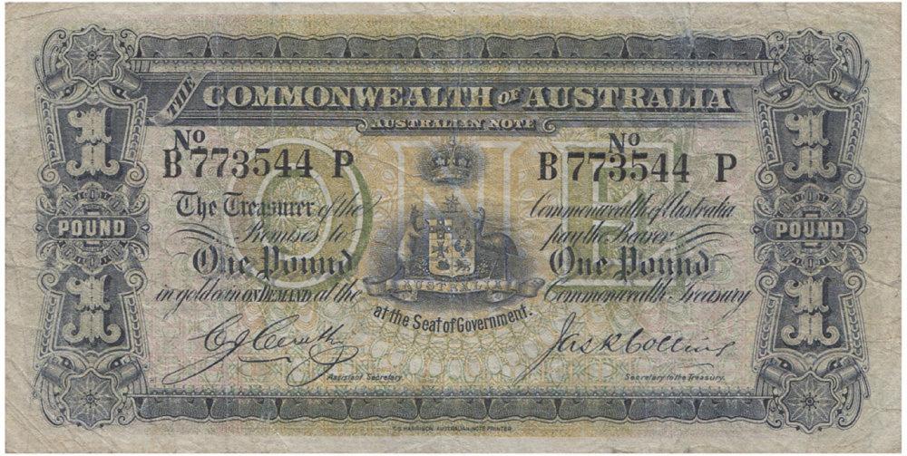 Australia 'Cerutty - Collins' £1 (1918), Fine