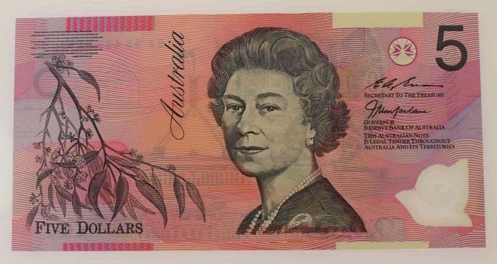 Australia 'Macfarlane - Evans' BA96 - First Prefix $5 (1996), Uncirculated