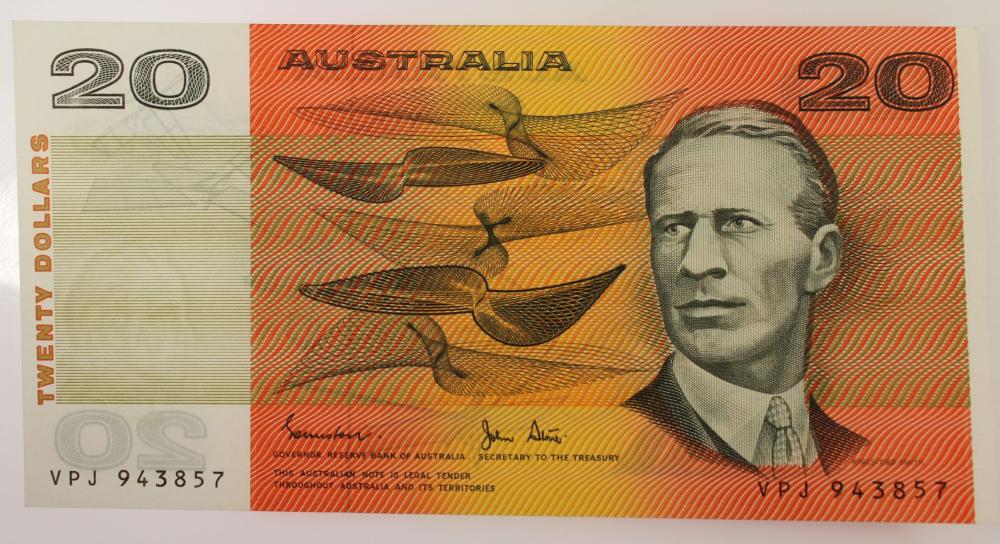 Australia 'Johnston - Stone' $20 (1983), Uncirculated OPQ