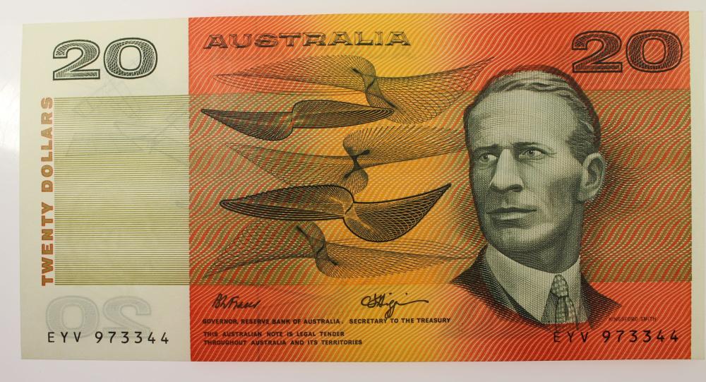 Australia 'Fraser - Higgins' $20 (1989), Uncirculated OPQ